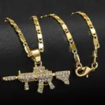 Collar de lujo con colgante exquisito de oro puro 24K 9999 con diamantes, estilo hip-hop para hombre. 1