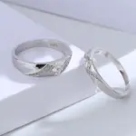 Buyee-Conjunto de anillos de Plata de Ley 925 para parejas, anillo Simple de circón blanco para mujer y hombre, joyería fina de boda a la moda, círculo 4