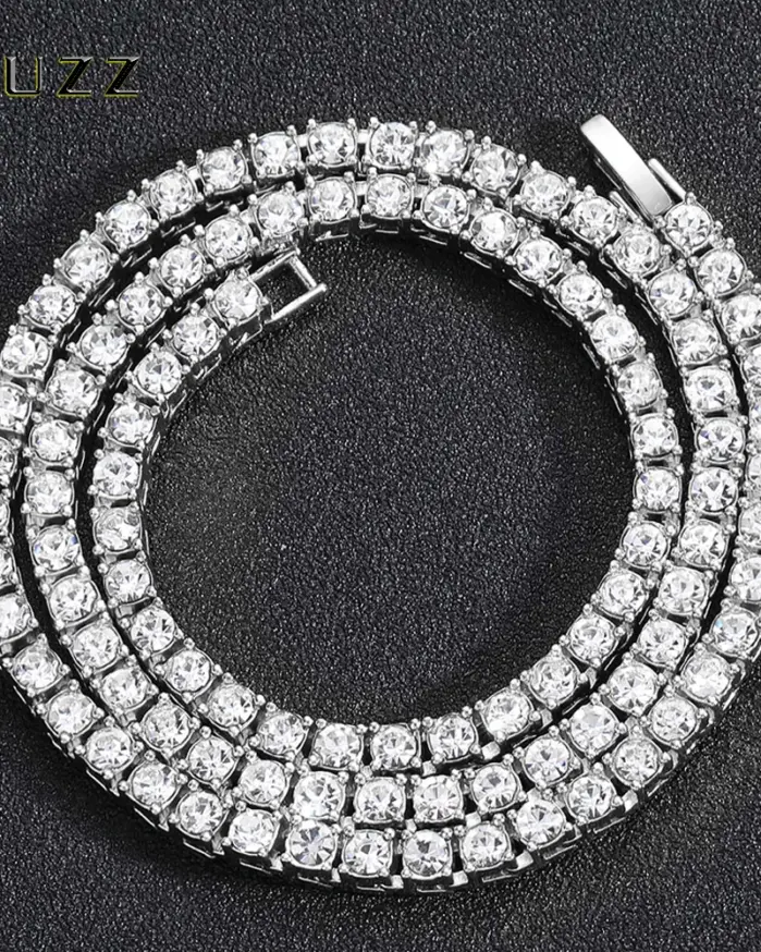Cadena de tenis de 5MM de Hip Hop, pulsera helada, collar para hombre, joyería de tenis de Color plateado a la moda, cadenas para mujer, gargantilla de 20 pulgadas, regalo Punk 1
