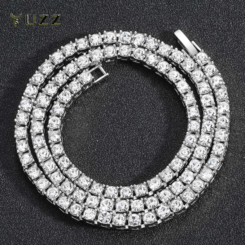 Cadena de tenis de 5MM de Hip Hop, pulsera helada, collar para hombre, joyería de tenis de Color plateado a la moda, cadenas para mujer, gargantilla de 20 pulgadas, regalo Punk 1