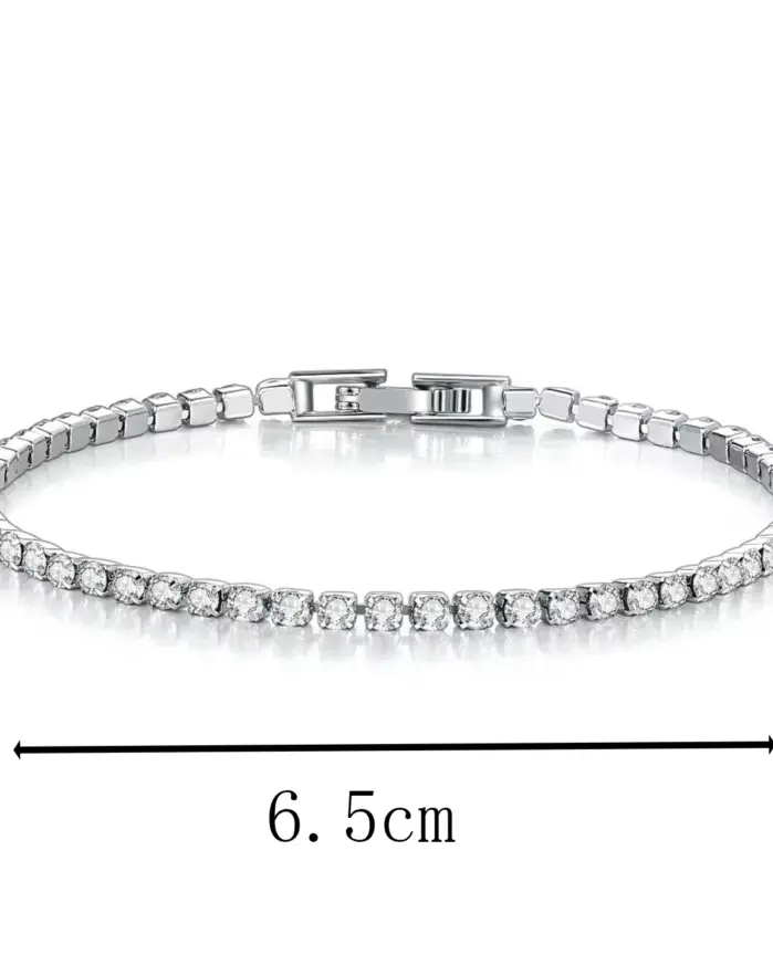 Pulsera de tenis clásica de circonia cúbica, 2 uds., Simple y elegante, totalmente con incrustaciones de diamantes de agua con microincrustaciones, 3mm 2