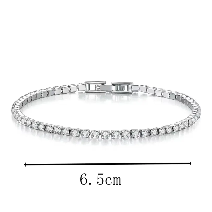 Pulsera de tenis clásica de circonia cúbica, 2 uds., Simple y elegante, totalmente con incrustaciones de diamantes de agua con microincrustaciones, 3mm 2