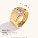 Anillos de acero inoxidable para mujeres y hombres, Color dorado, simplicidad con diamantes, anillo para mujer y hombre, moda para fiesta, regalo de joyería para dedo 2024 3