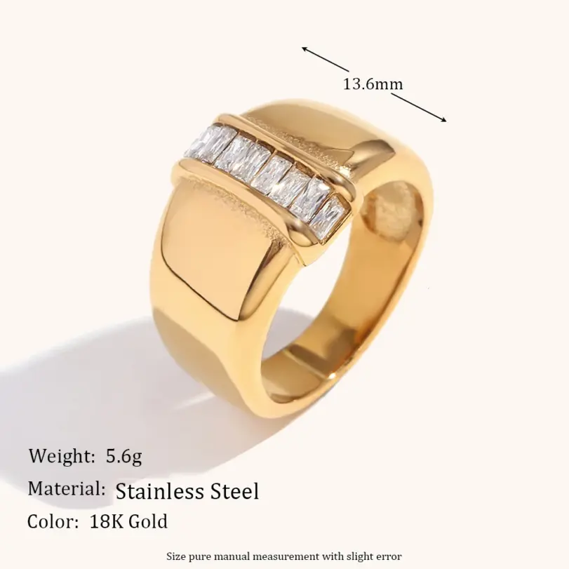 Anillos de acero inoxidable para mujeres y hombres, Color dorado, simplicidad con diamantes, anillo para mujer y hombre, moda para fiesta, regalo de joyería para dedo 2024 3