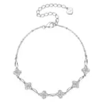 Exquisita Pulsera de Moissanita de 0.72 Quilates para Mujer, Plata de Ley 925, Trébol de Cuatro Hojas, Joyería de Moda, Regalo para Parejas 6
