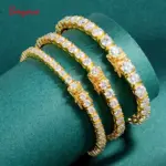 Pulsera de tenis de moissanita chapada en oro de 18 quilates para mujer, pulsera clásica de Plata de Ley 925 certificada de 3/4/5mm para cadena de hombre 1