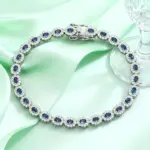 pulseras de columna artificialmente sintetizadas, Plata de Ley 925 para mujer, joyería de buenos de lujo a la moda para fiesta, rojo/azul/verde 2