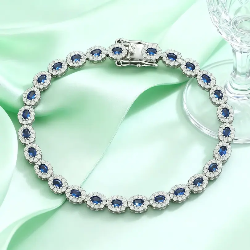 pulseras de columna artificialmente sintetizadas, Plata de Ley 925 para mujer, joyería de buenos de lujo a la moda para fiesta, rojo/azul/verde 2