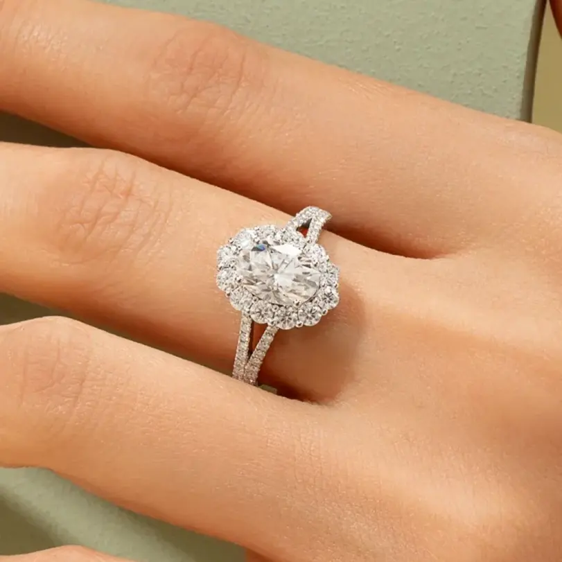 2CT 7*9MM anillo de moissanita de corte ovalado S925 plata esterlina laboratorio diamante boda banda para mujer joyería fina de fiesta 6