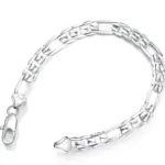 Pulsera de oro de 8 pulgadas, pulsera de cadena Figaro de lado completo de Color dorado/plateado de 8MM para mujer y hombre, regalo de joyería de boda a la moda 2