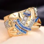 Anillo de circonia cúbica de Color dorado con personalidad Irregular geométrica para mujer, accesorios de fiesta, joyería personalizada 2