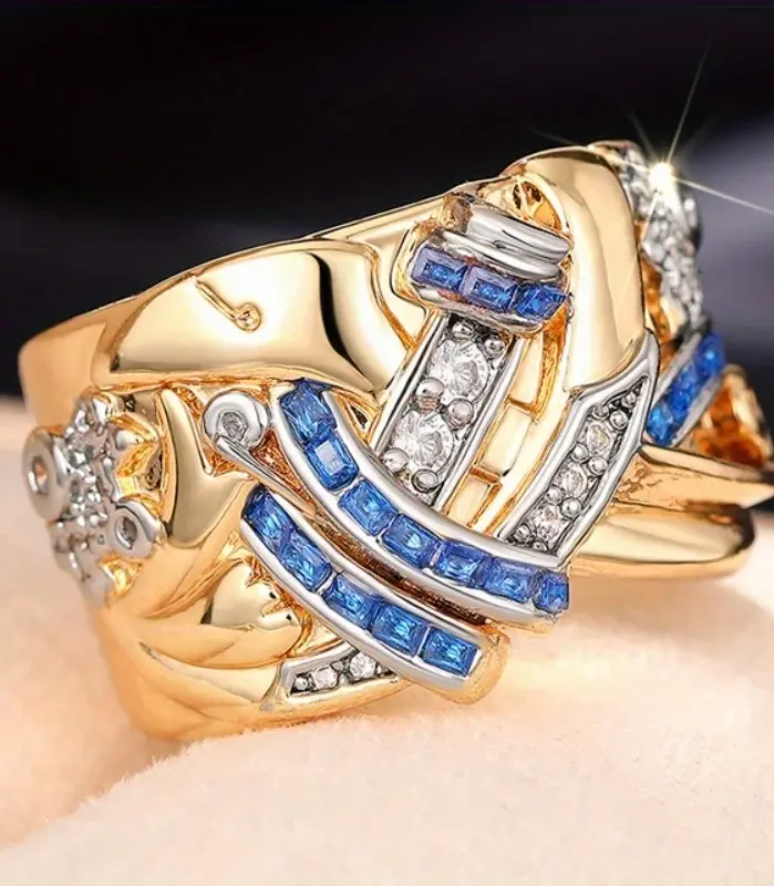 Anillo de circonia cúbica de Color dorado con personalidad Irregular geométrica para mujer, accesorios de fiesta, joyería personalizada 2