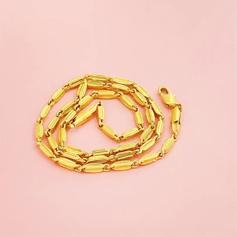 Collar de lujo con diseño de espiga de trigo en oro puro 24K 9999 para hombre y mujer 4