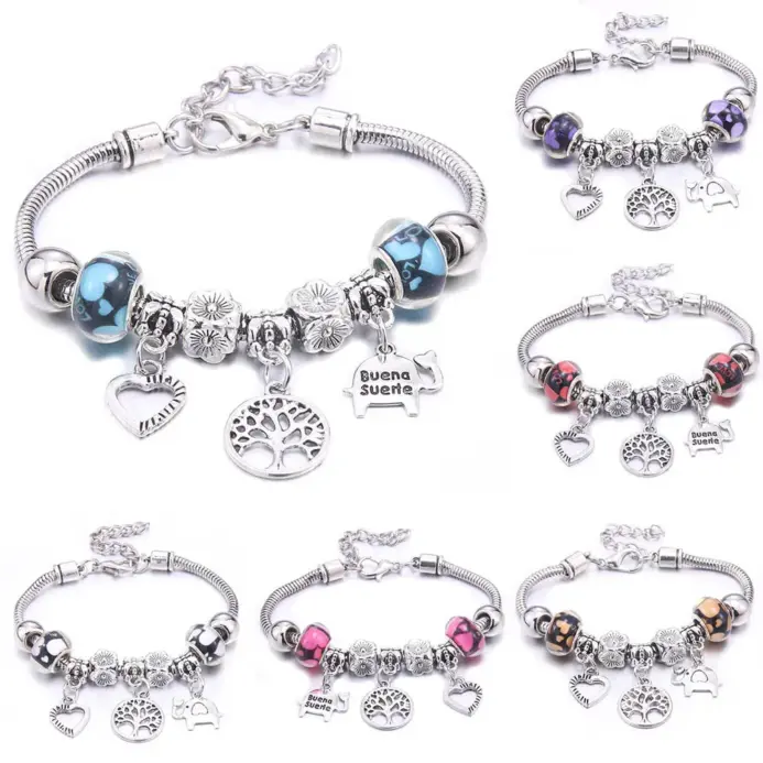 2026 nueva pulsera y brazaletes con dijes, joyería, pulseras de cuentas de corona de mariposa blanca, pulseras de marcas aptas para mujeres y niñas, regalo de amistad 1