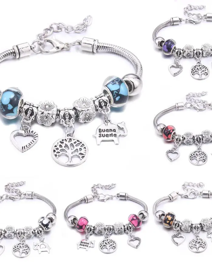 2026 nueva pulsera y brazaletes con dijes, joyería, pulseras de cuentas de corona de mariposa blanca, pulseras de marcas aptas para mujeres y niñas, regalo de amistad 1
