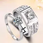 2 unids/set de anillos de pareja a juego con corazón de circón, anillo ajustable de boda de amor sin fin para siempre para mujeres y hombres, dije para el Día de San Valentín 1