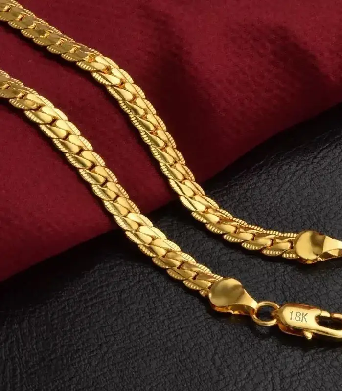 Cadena con colgante lateral minimalista de oro de 18 quilates y 5 mm, gargantilla ajustable de 20-60 cm para hombres y mujeres, collar de lujo para todos los días 1