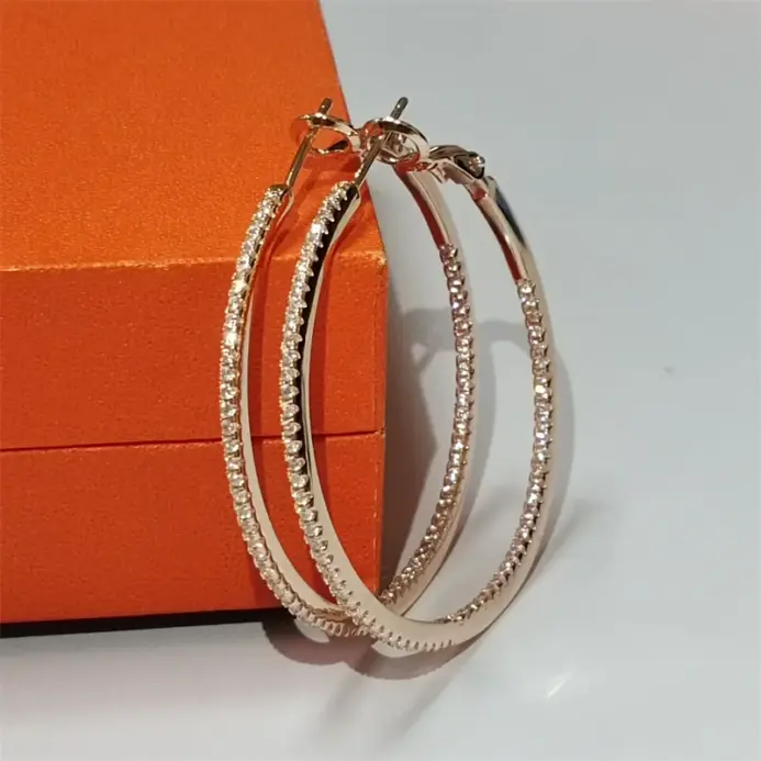 Pendientes de aro Senlissi -18 K de oro con diamantes para mujer, pendientes de plata de ley 925 originales a la moda, anillos Cьги Kotyьца, oro Real 2