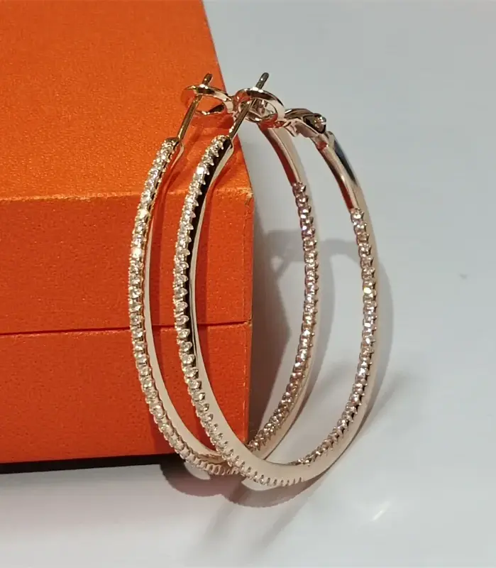 Pendientes de aro Senlissi -18 K de oro con diamantes para mujer, pendientes de plata de ley 925 originales a la moda, anillos Cьги Kotyьца, oro Real 2