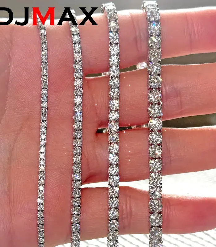 pulsera de tenis de moissanita de 3-6,5mm para mujer, cadena de tenis de moissanita Original de Plata de Ley 925 para hombre, nuevo 2025 1