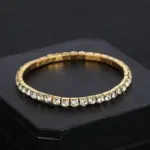 Nueva Pulsera elástica de una sola fila de cristal CZ pulsera de novia brazalete brillante para mujer joyería mejor amiga boda señora Pulsera 4