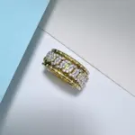 100% de lujo de oro auténtico de 18k para mujer, marca de moda hip-hop, anillo de diamante giratorio, diseño de cadena cubana, anillo de moissanita 4