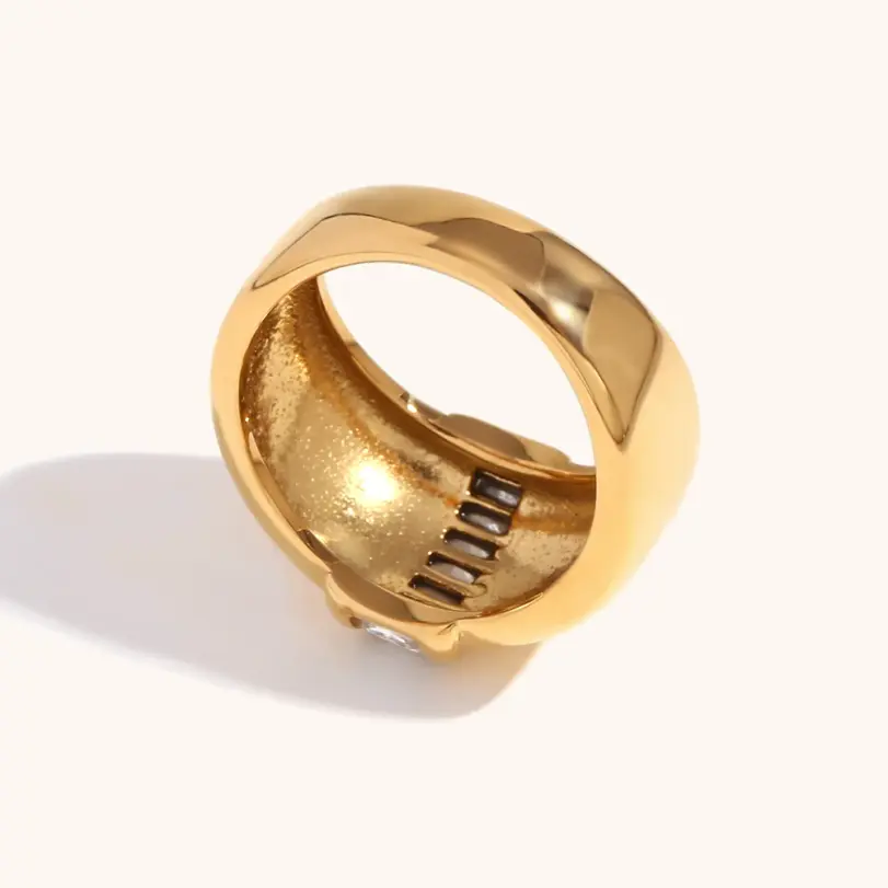 Anillos de acero inoxidable para mujeres y hombres, Color dorado, simplicidad con diamantes, anillo para mujer y hombre, moda para fiesta, regalo de joyería para dedo 2024 4