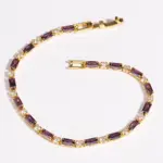 💜 Pulsera Tennis "Gala Royal" – Circonia Púrpura y Oro de 18K 5