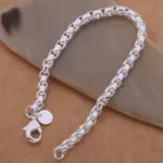 Pulsera de Plata de Ley 925, Cadena Clásica de Caja Redonda para Mujer, Joyería de Moda Sencilla para Compromiso y Boda, Regalos de Alta Calidad 2