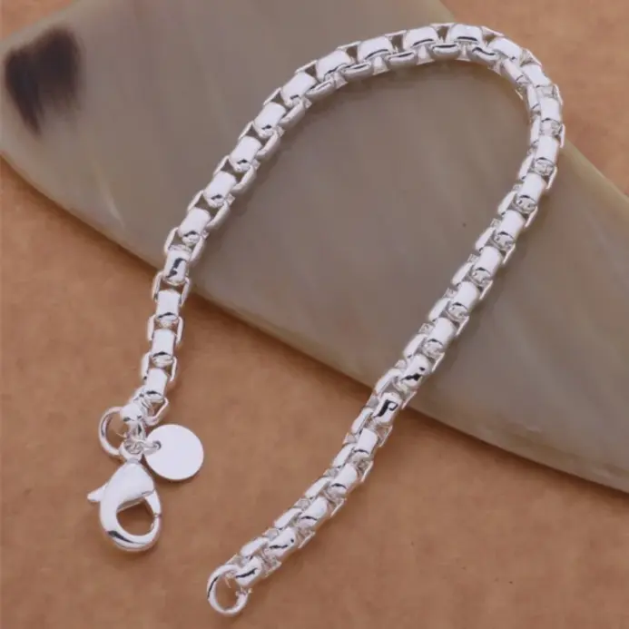 Pulsera de Plata de Ley 925, Cadena Clásica de Caja Redonda para Mujer, Joyería de Moda Sencilla para Compromiso y Boda, Regalos de Alta Calidad 2