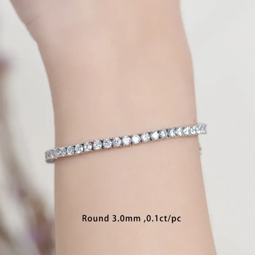 Kuololit Lab Grown Diamonds Pulseras para Mujeres Hombres 14K 10K 585 Pulsera de Tenis de Oro Sólido Compromiso Clásico Navidad 4