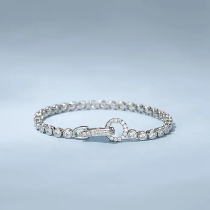 100% Plata de Ley 925 crear moissanita fiesta moda mujer pulsera de cadena joyería de Boutique anillo de boda 2