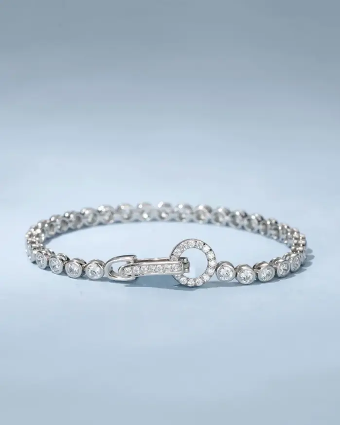 100% Plata de Ley 925 crear moissanita fiesta moda mujer pulsera de cadena joyería de Boutique anillo de boda 2