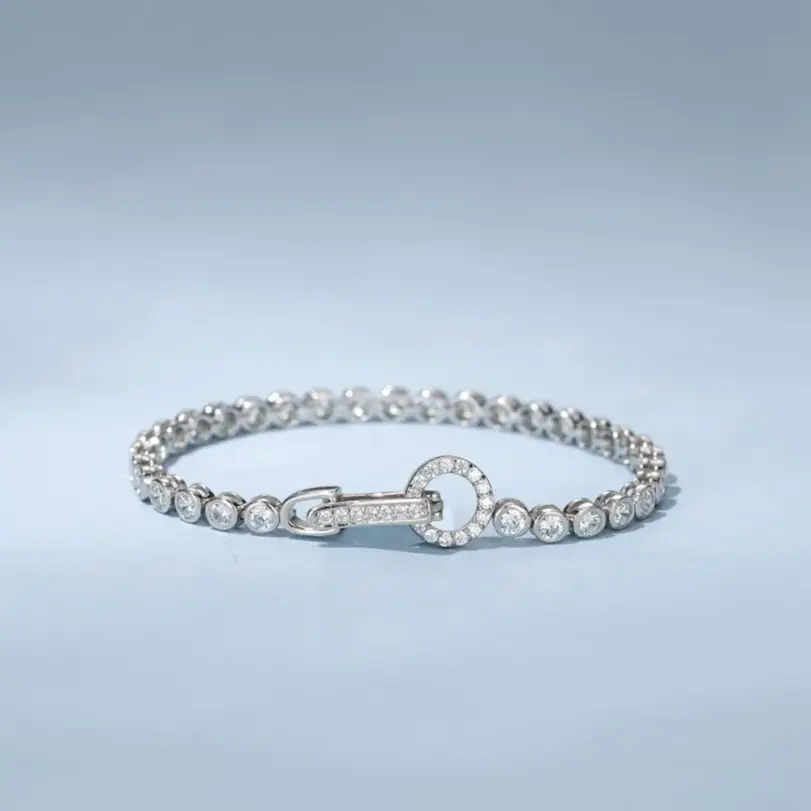 100% Plata de Ley 925 crear moissanita fiesta moda mujer pulsera de cadena joyería de Boutique anillo de boda 2