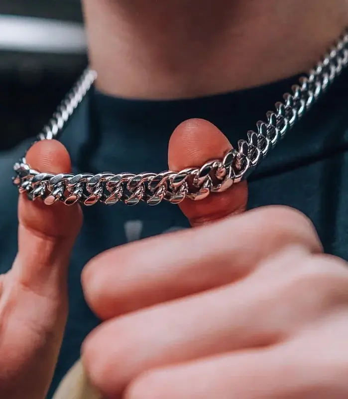 Collar de cadenas de acero inoxidable para hombre, Gargantilla básica de rapero en el cuello, joyería de moda, Hip Hop, ancho, 3/5/7/9MM, Eslabón cubano 1