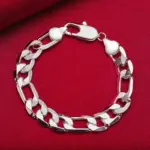 🇮🇹 Pulsera "Figaro Grand S925" – Plata Sólida 12mm (Estilo Italiano) 4