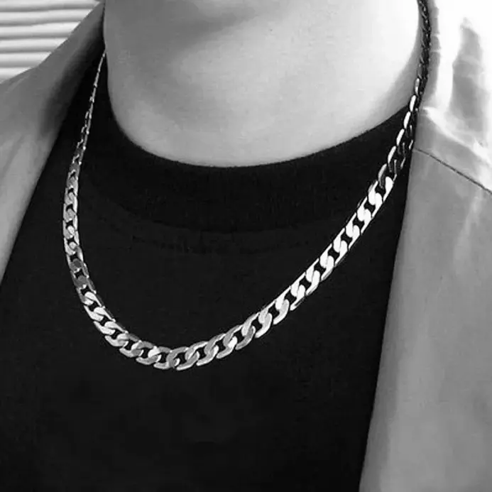 Collar de plata de ley 925 para hombres y mujeres, cadena clásica de 6MM de 16/18/20/22/24 pulgadas, joyería de lujo, regalos de boda y Navidad 1