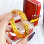 Exquisita Pulsera de Hebilla con Diamantes de Imitación y Diseño de Caleidoscopio, para Mujer, Oro 24K AU999, Detalles Finos 2