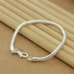 Pulsera de cadena sólida cuadrada de Plata de Ley 925 Noble para mujeres y hombres, abalorio, regalo de fiesta, joyería de moda de boda 15 Pulsera de cadena sólida cuadrada de Plata de Ley 925 Noble para mujeres y hombres, abalorio, regalo de fiesta, joyería de moda de boda 15
