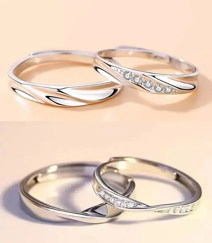 Nueva moda Mobius anillos de pareja lisos anillo ajustable de Color plata clásico para hombres y mujeres joyería de boda regalo de San Valentín 1