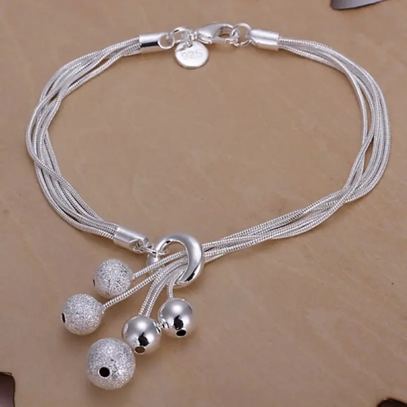 Pulsera fina de Plata de Ley 925 con cadena bonita y Noble para mujer y hombre, dijes, regalo de fiesta, joyería de moda para boda, modelo novedoso 5