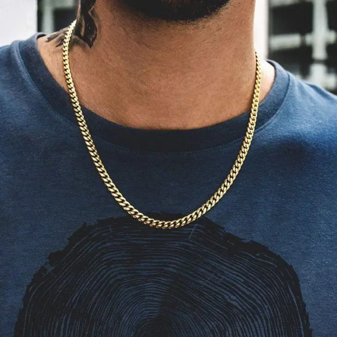 Collar de cadenas de acero inoxidable para hombre, Gargantilla básica de rapero en el cuello, joyería de moda, Hip Hop, ancho, 3/5/7/9MM, Eslabón cubano 2