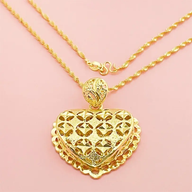 Collar con colgante de estrella de oro puro 24K 9999 de lujo para damas 3
