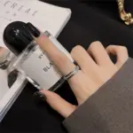 Anillo de acero inoxidable con circonita cuadrada de doble hilera de oro rosa de lujo, joyería romántica para fiesta y boda, regalo para mujer 3