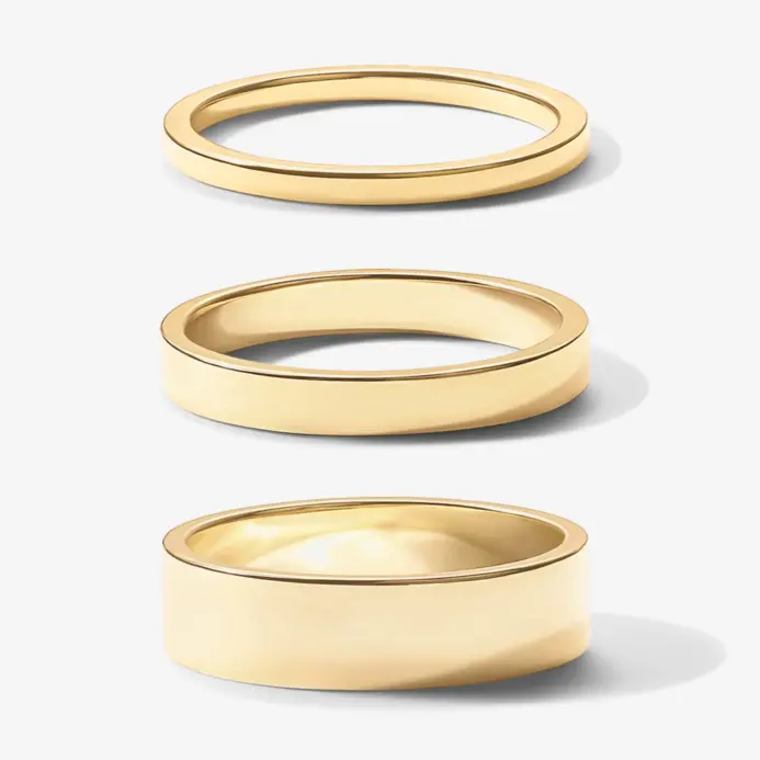 anillos apilables rellenos de oro de 18 quilates para mujer, conjunto de 3 anillos chapados en oro apilables minimalistas a la moda, anillo cómodo para mujer 2