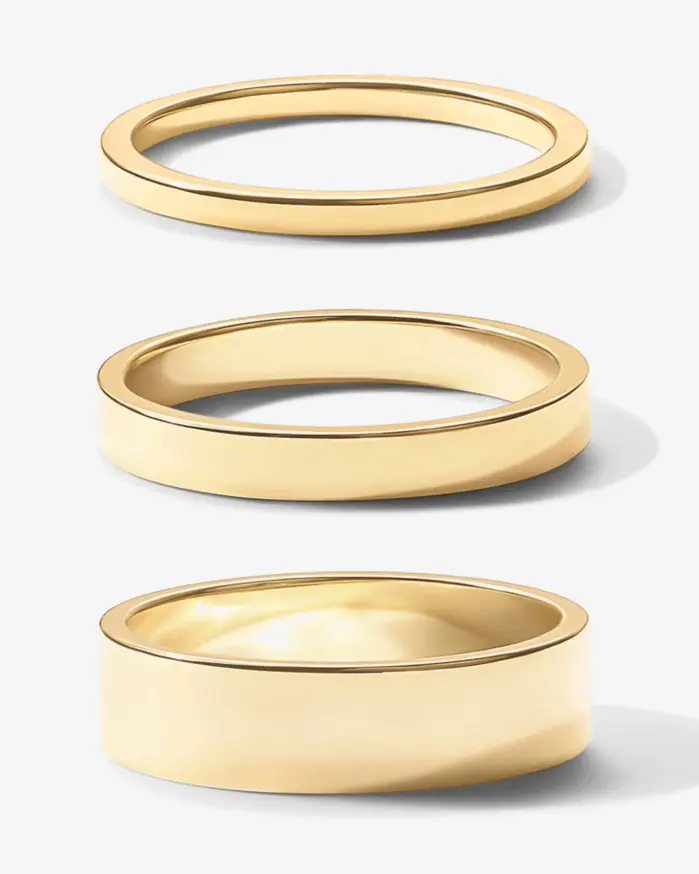 anillos apilables rellenos de oro de 18 quilates para mujer, conjunto de 3 anillos chapados en oro apilables minimalistas a la moda, anillo cómodo para mujer 2