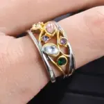 Exquisita joyería femenina, Anillos de dedo de Color Micro circón con línea de onda Multicolor con patrón geométrico para mujer, Anillos cuelloьц® ж dikajiе 2