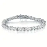 Pulsera de Plata de Ley 925 con Moissanita de 0.1ct, 3mm, D VVS1, con Certificado GRA, para Mujer, Brillante, para Bodas y Fiestas, Joyería Fina 4