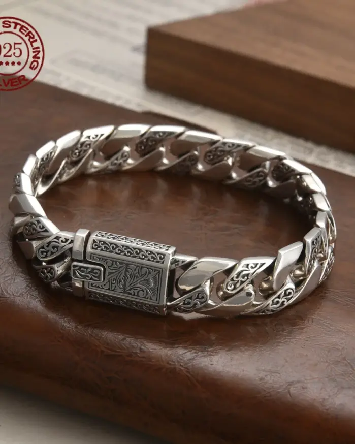 🌿 Pulsera "Tang Dynasty Punk" – Plata S925 Sólida de Autor 1