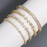 Pulseras de tenis de circonita cúbica brillante para mujer, cadena de Color plateado apilable y delicada de lujo, joyería de boda para banquete CZ de cristal 3